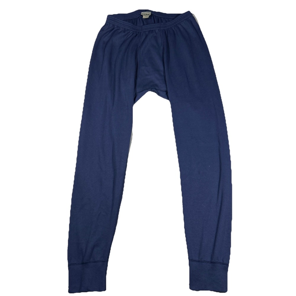 LL Bean Base Layer Pants Lightweight Navy Blue Made In USA Size Large Vtg